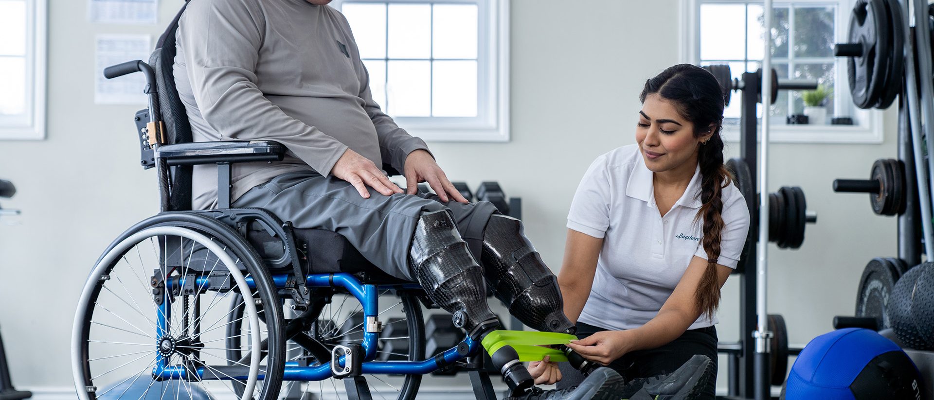 Physiotherapist working with an amputee